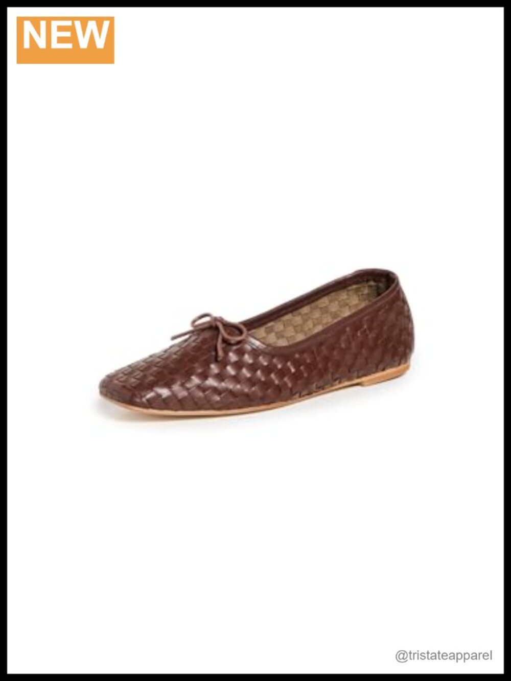 Woven Leather Calfskin Flats Square Toe Pull-On Casual Evening